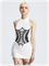 【Final Sale】Y2k White Cut out Corset body print Dress Mini Dress