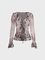 Mesh V Neck Floral Long Sleeve Blouse