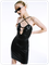 【Final Sale】Edgy Black Backless Halter Lace Up Dress Mini Dress