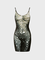 【Final Sale】Edgy Gray Body Print Spaghetti Strap Sexy Dress Party Dress Mini Dress