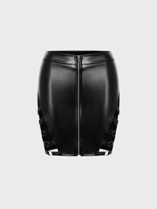 【Final Sale】Edgy Black Cut Out Bottom Skirt