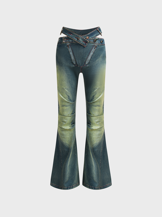 Denim Ombre Flare Pants Jeans