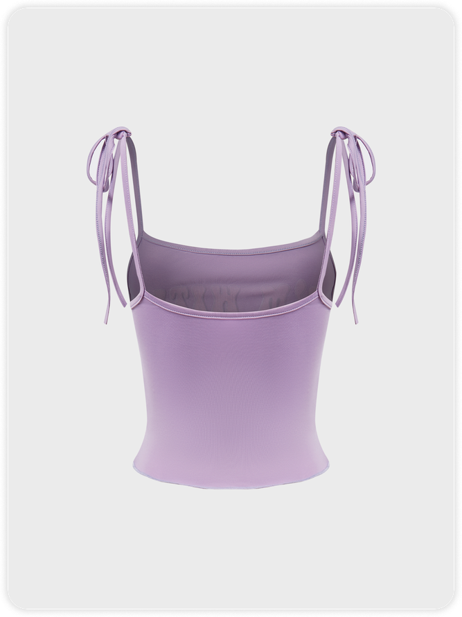 【Final Sale】Y2K Purple Tie Up Letter Colorblock Top Tank Top & Cami