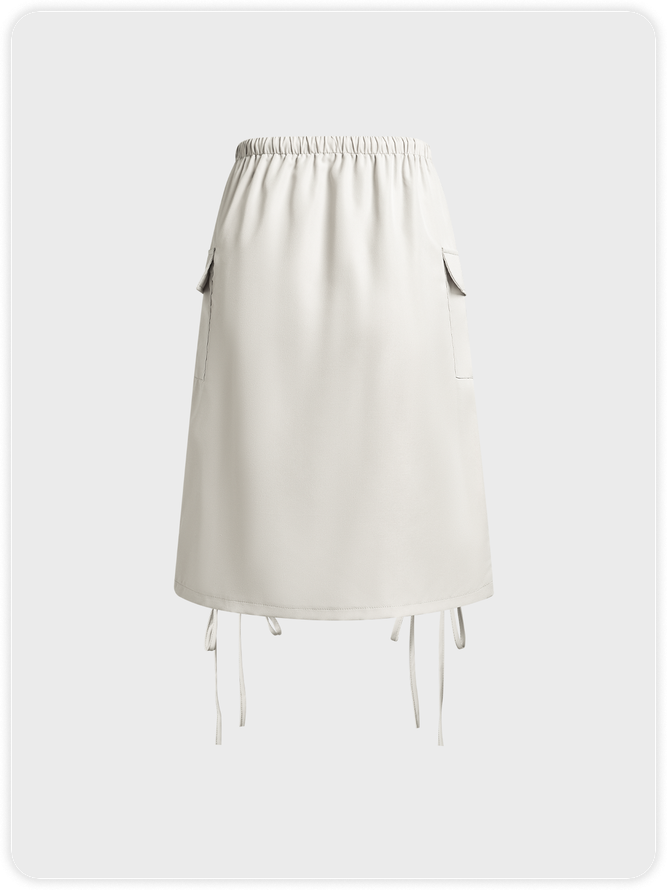 【Final Sale】Street Nude Wrinkled Bottom Skirt