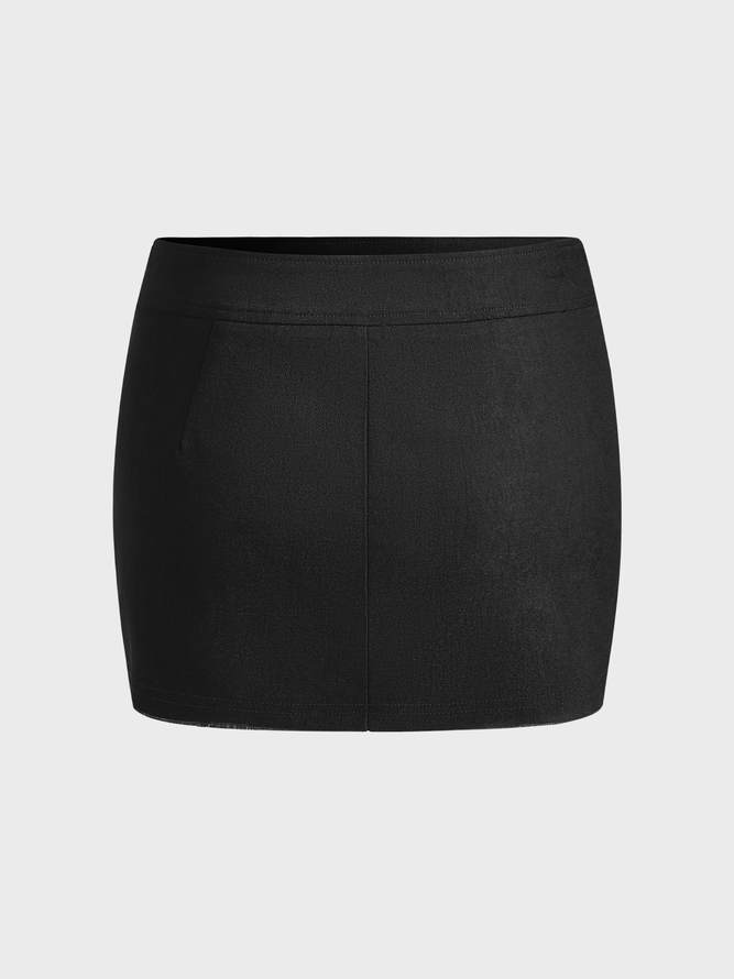 【Final Sale】Street Black Letter Raw edge Bottom Skirt