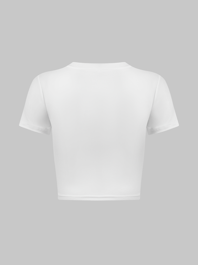 Y2k White I Love Letter Heart shape Top T-Shirt