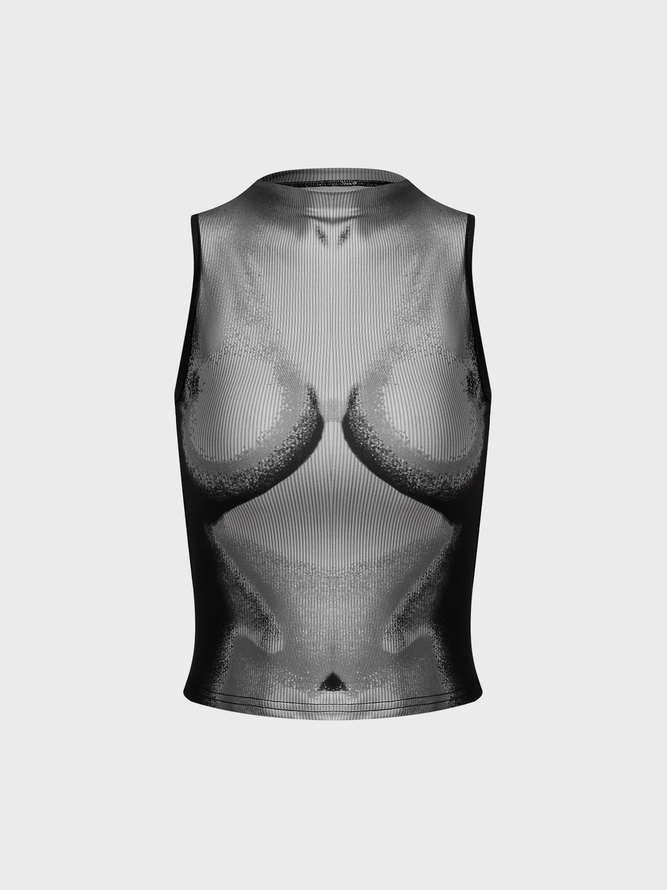 【Final Sale】Body Print Crew Neck Human Body Tank Top