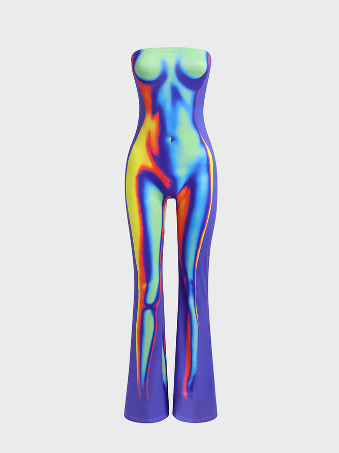 Edgy Multicolor Body print Tube Jumpsuit