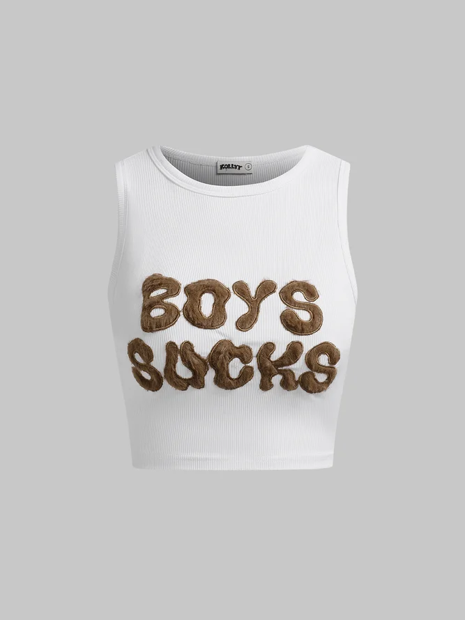 Y2K White Boys Letter Party Top Tank Top & Cami