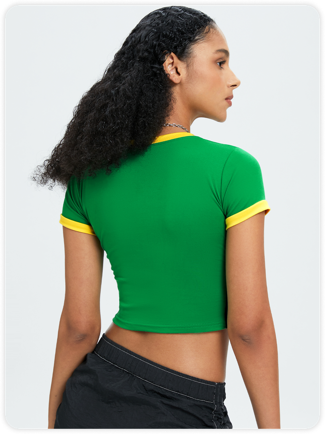 Jamaica Color block Basic Top T-Shirt