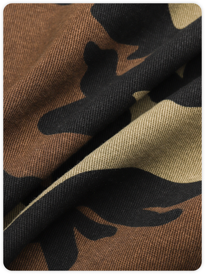 【Final Sale】Camouflage Raw Edge Shawl Collar Camo Cap Sleeve Shirt