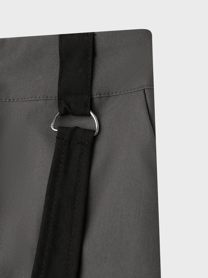 【Final Sale】Polyester Cotton Color Block Cut Out Cargo Pants