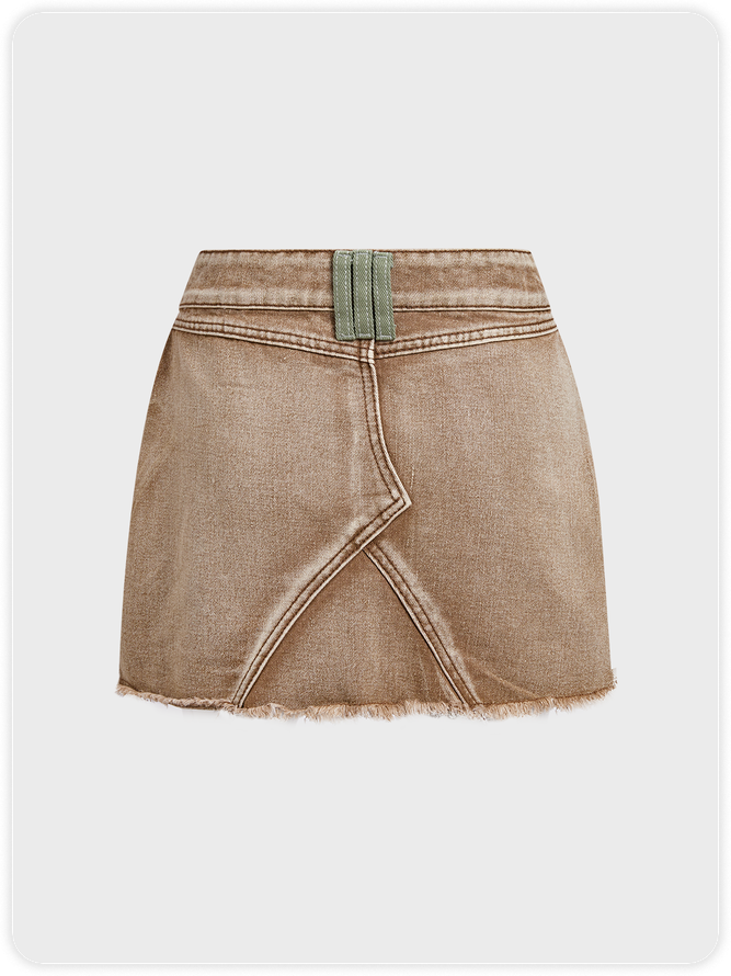 Cotton Ombre Short Denim Skirt