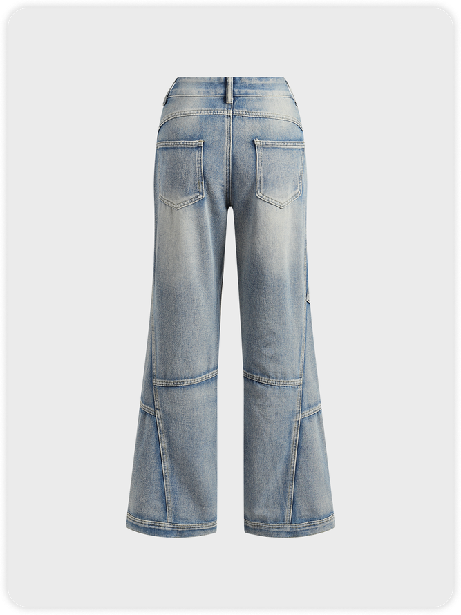 Cotton Denim Plain Cargo Jean