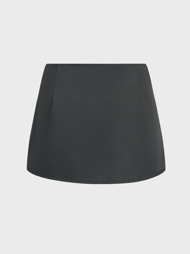 【Final Sale】Raw Edge Plain Short Skirt