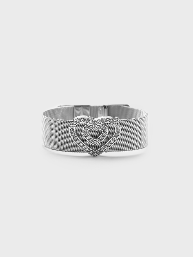 Metal Rhinestone Heart Bracelet