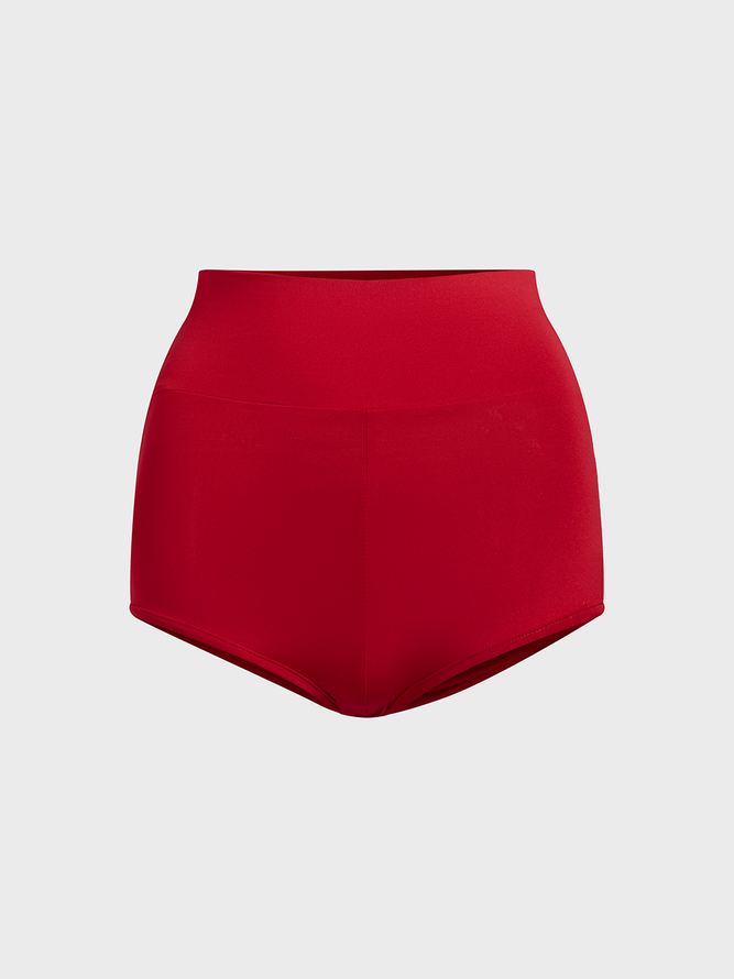 Cut Out Plain Slim Fit Shorts