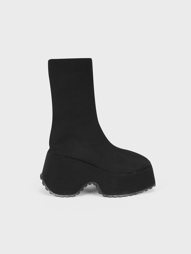 Plain Fleece Ankle Sock Boots