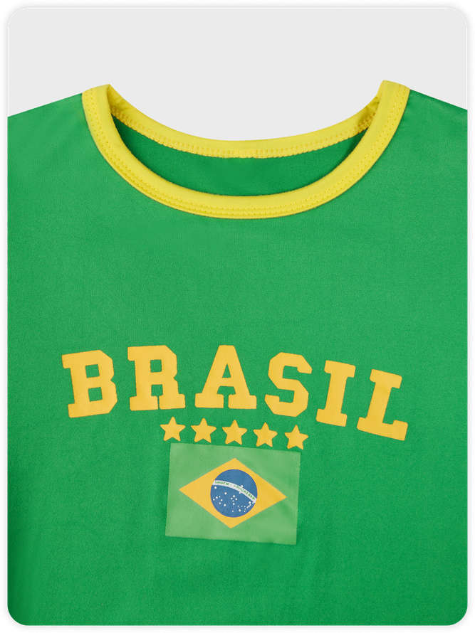 Brasil Crew Neck Text Letters Short Sleeve T-Shirt