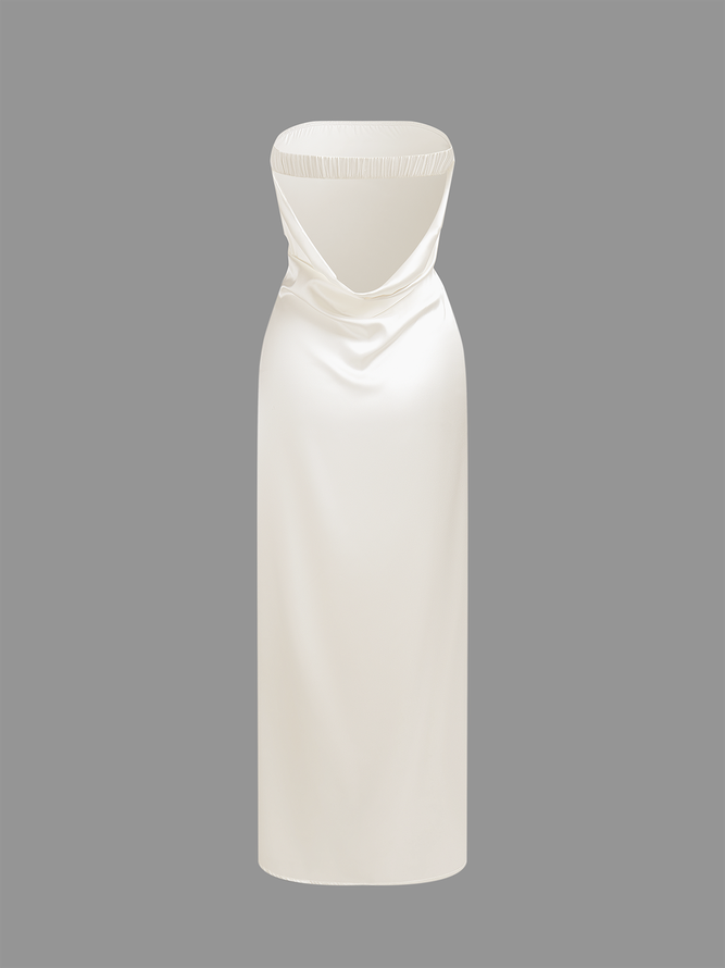 Strapless Plain Sleeveless Maxi Dress