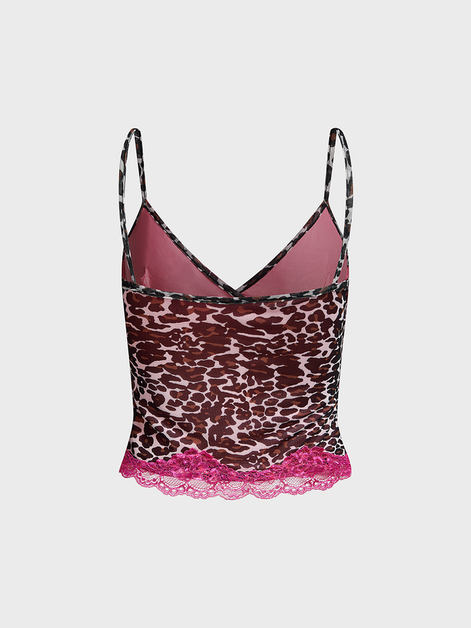 mesh Spaghetti Leopard Cami