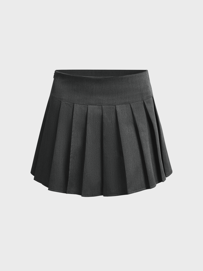 Side Slit Plain Short Skirt