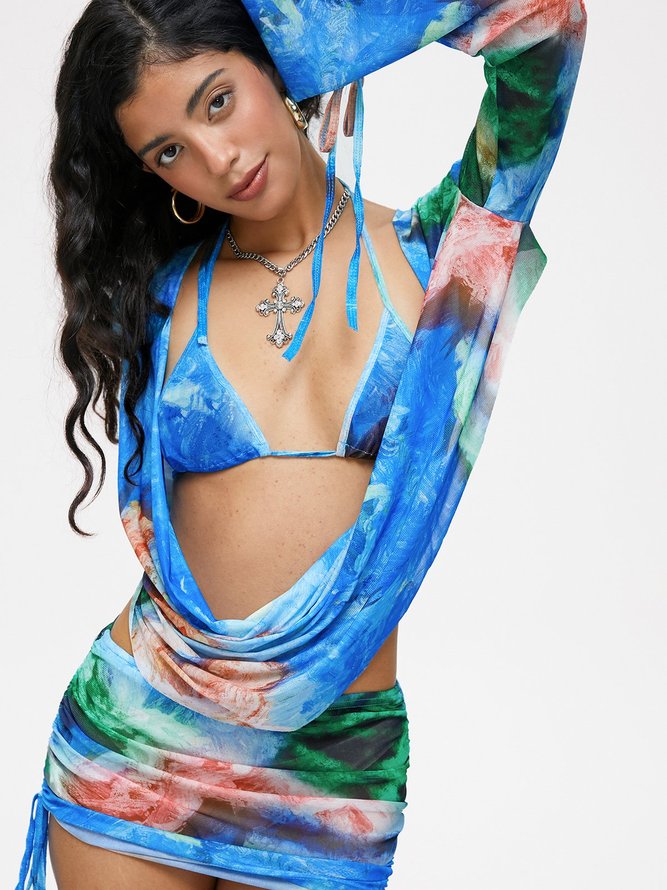 Mesh Tie-Dye Abstract Matching Set