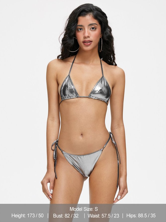 Sliver Lace Up Halter Bikini