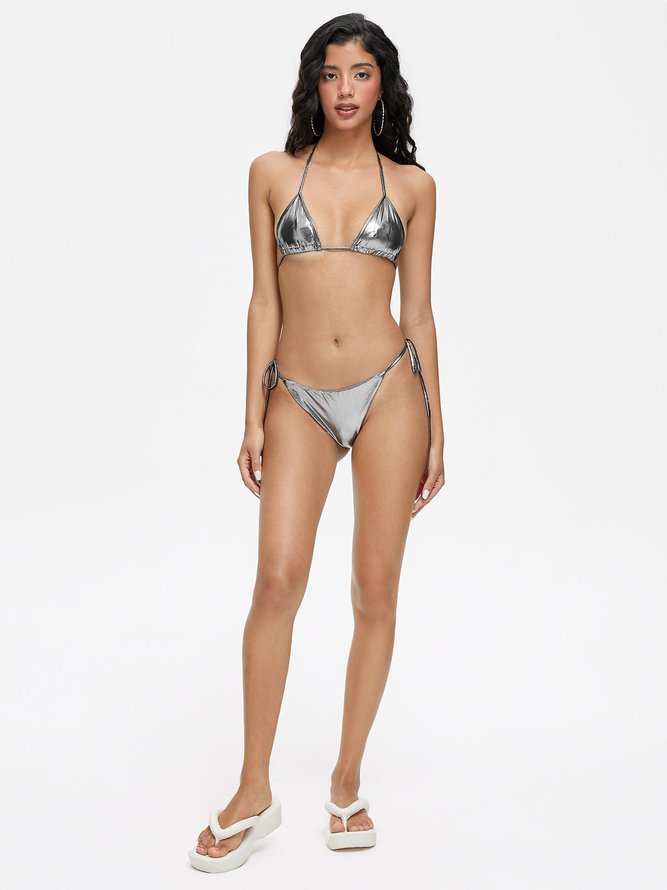 Sliver Lace Up Halter Bikini