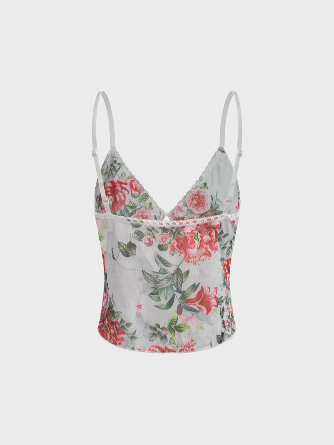 Spaghetti Floral Pattern Cami