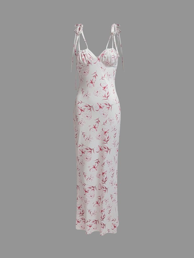 Spaghetti Floral Sleeveless Maxi Dress