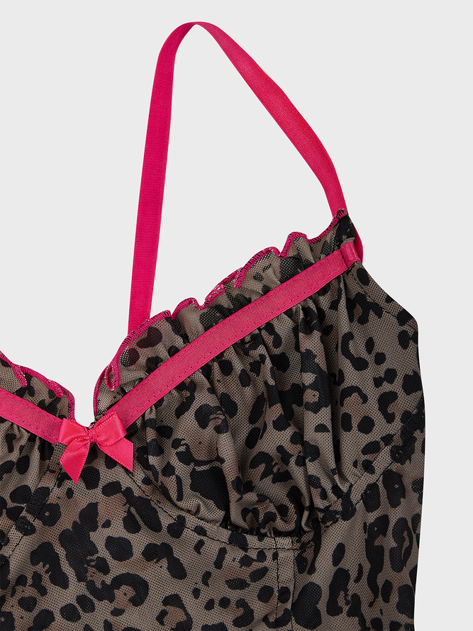 Mesh Spaghetti Leopard Cami