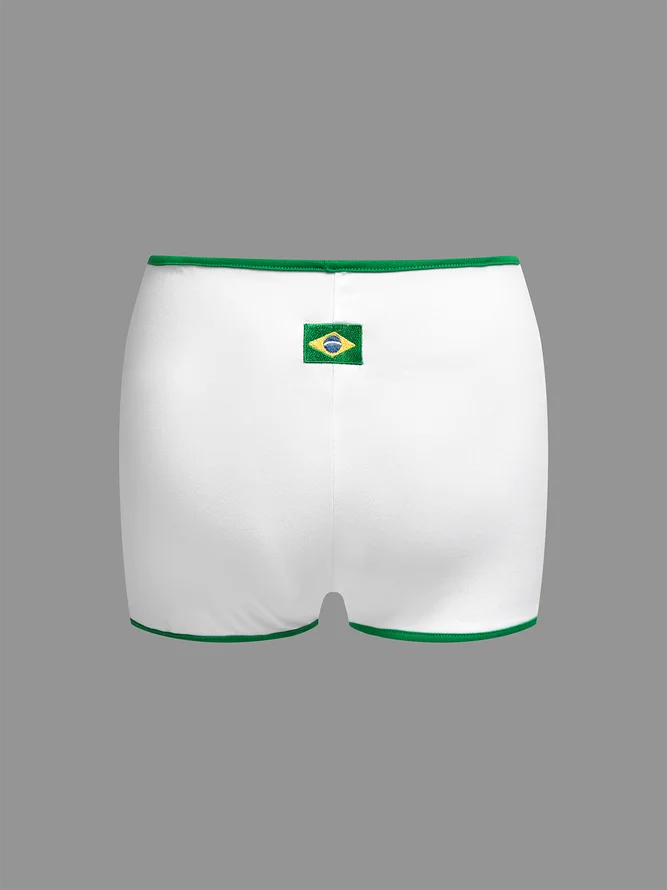 Jersey Brasil Color Block Slim Fit Pants Shorts