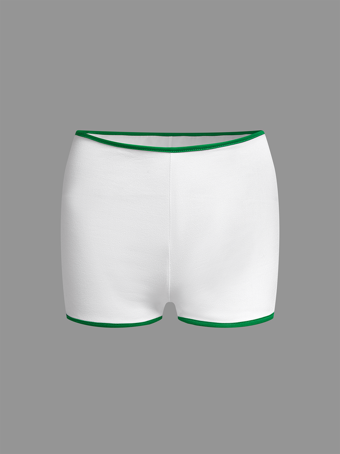 Jersey Brasil Color Block Slim Fit Pants Shorts