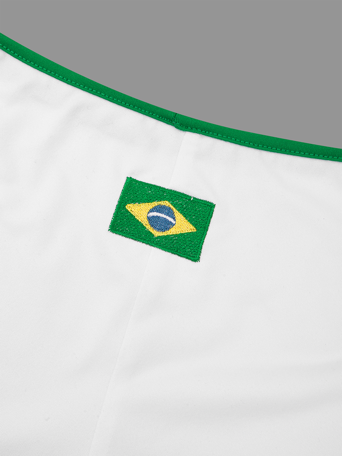 Jersey Brasil Color Block Slim Fit Pants Shorts