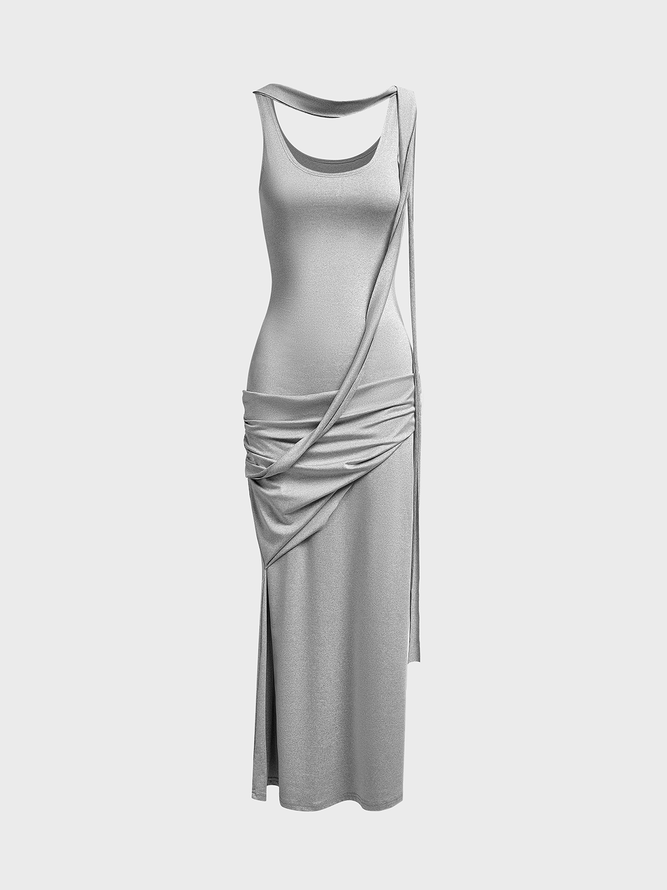 Square Neck Plain Sleeveless Maxi Dress