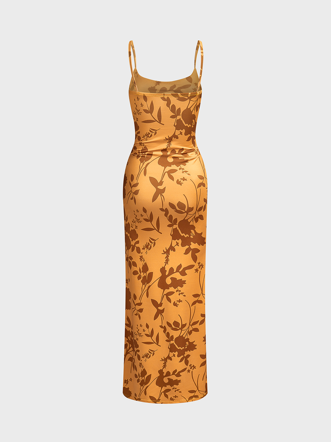 Spaghetti Floral Sleeveless Maxi Dress