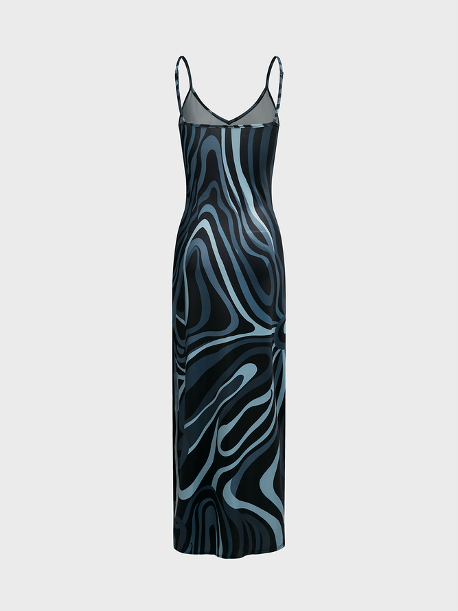 Spaghetti Chevron Sleeveless Maxi Dress