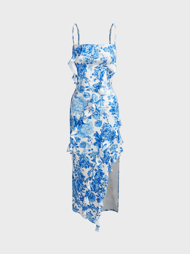 Spaghetti Floral Sleeveless Maxi Dress