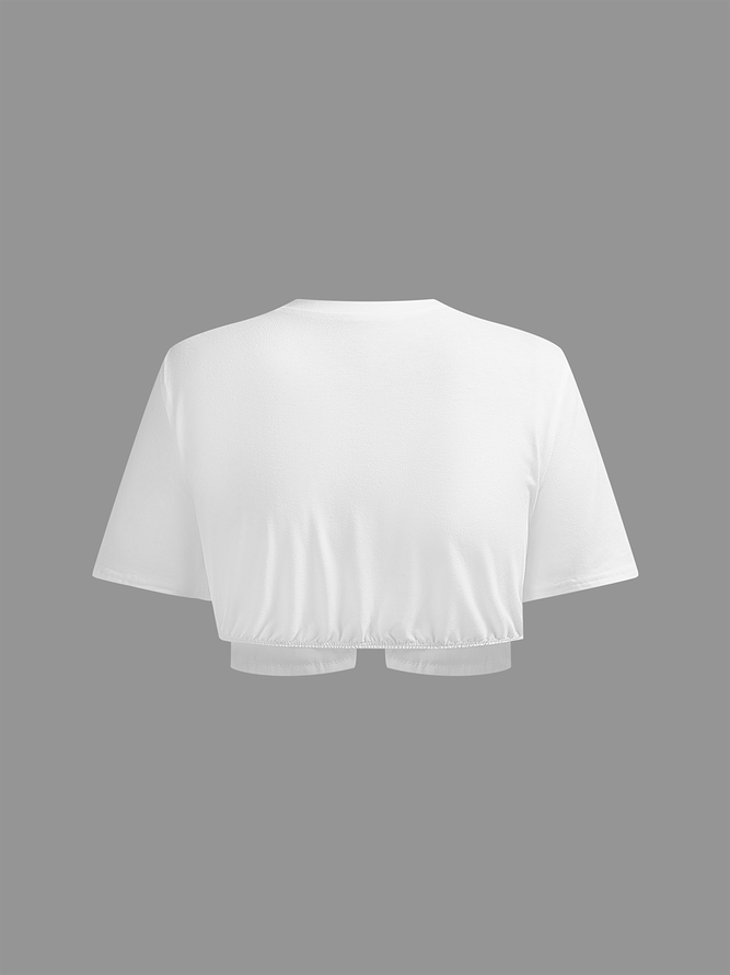 Jersey Crew Neck Plain Short Sleeve T-shirt