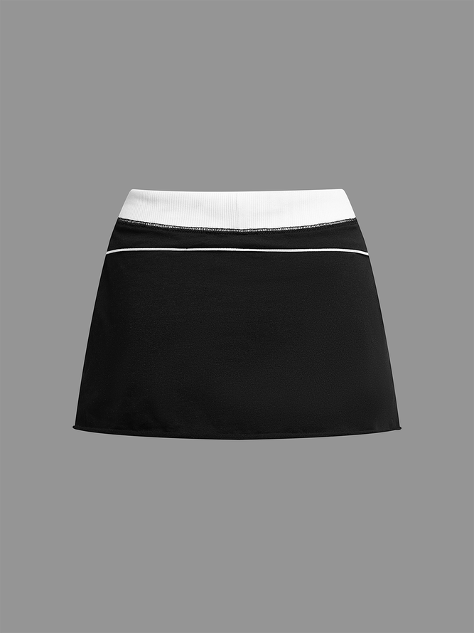 Jersey Color Block Mini Skirt