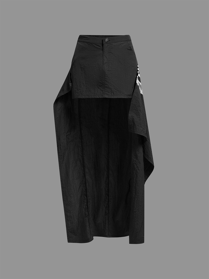 Nylon Plain Maxi Skirt