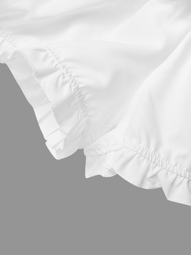 Cotton-Blend Plain Mini Skirt