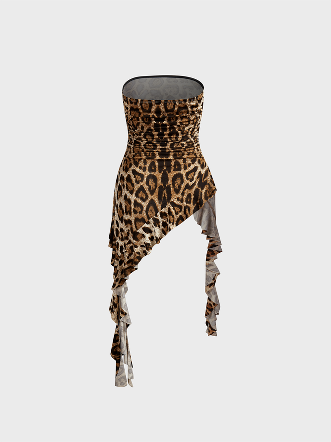 Jacquard Strapless Leopard Tank Top