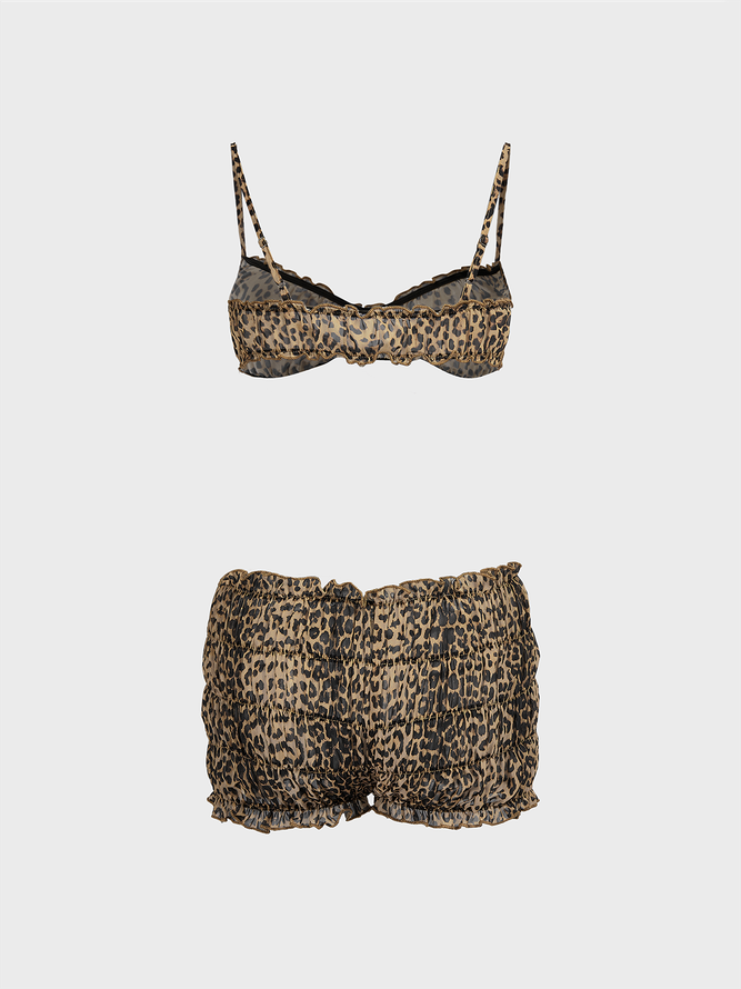 Chiffon Leopard Top With Pants Two-Piece Set