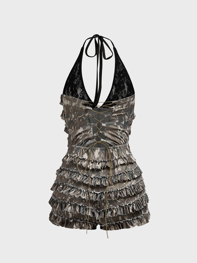 Jersey Halter Camo Sleeveless Romper