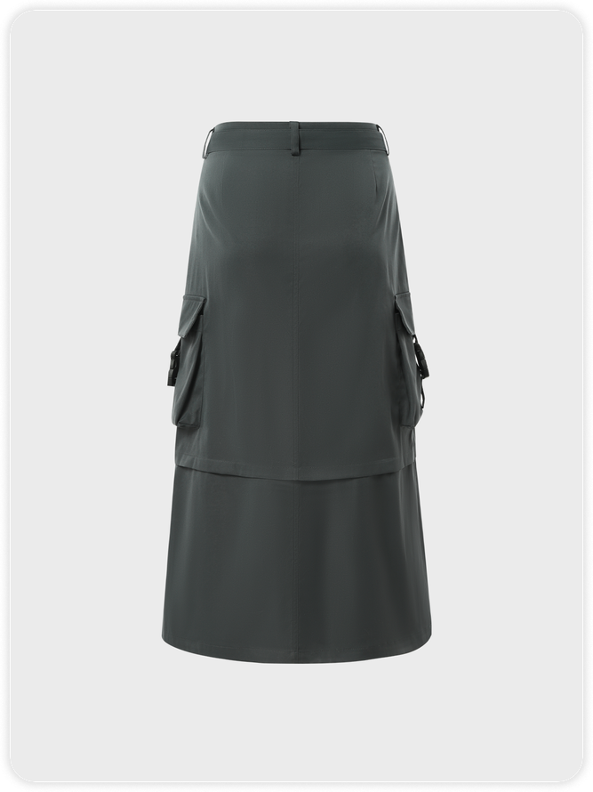 【Final Sale】Street Deep Gray Cargo Pockets Cyberpunk Bottom Skirt