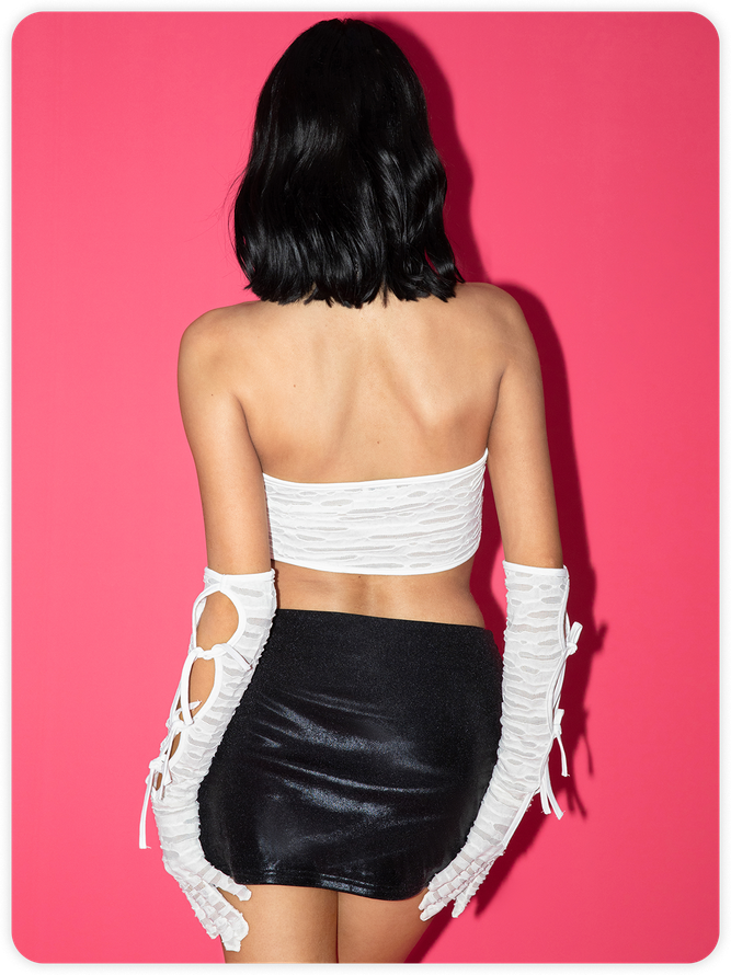 【Final Sale】Y2k White Ripped Arm slevees Lace up Party Top Women Top