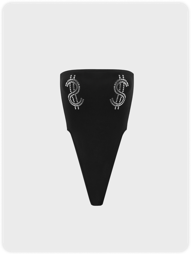 【Final Sale】Y2K Black Glitter High Waist Bodysuit