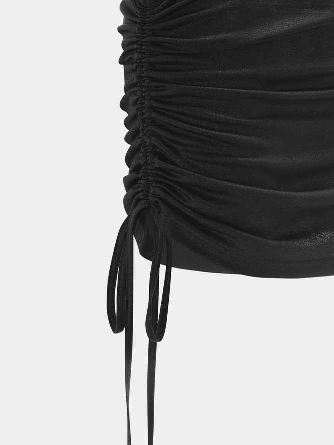 【Final Sale】Y2K Black Asymmetrical Design Lace Up Cut Out Dress Mini Dress